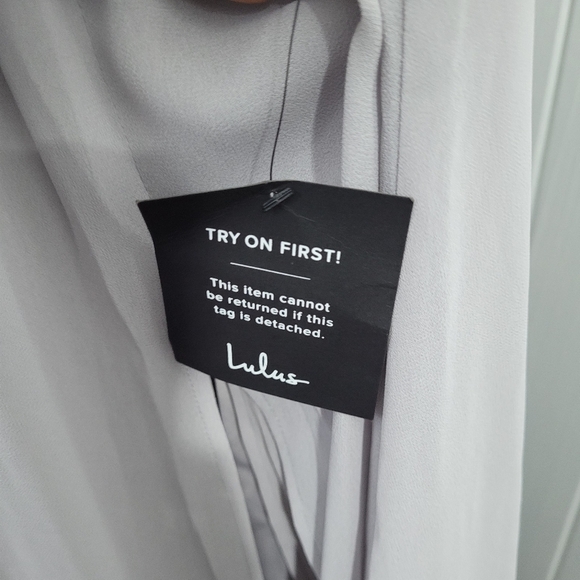 Lulu's Heavenly Hues Women's XL Light Grey Maxi Dress Bridesmaid Party Prom - Picture 12 of 15